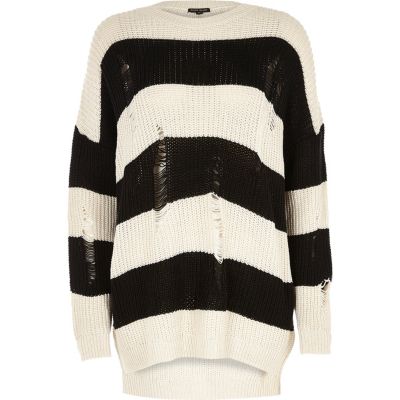 Black stripe ribbed knit jumper